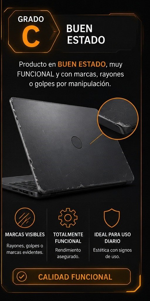 Laptop Grado C, buen estado, con marcas visibles